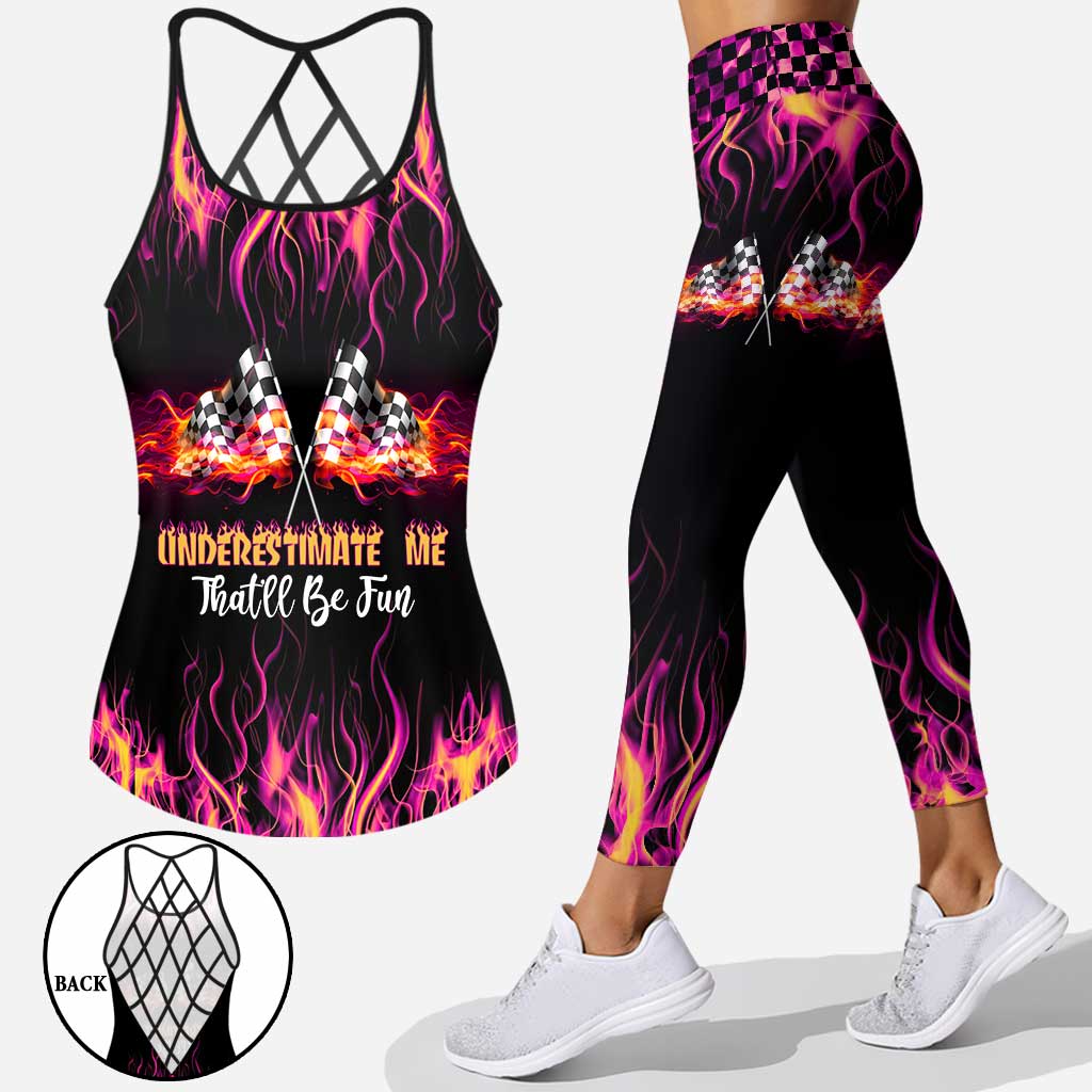 Underestimate Me That'll Be Fun - Racing Cross Tank Top and Leggings