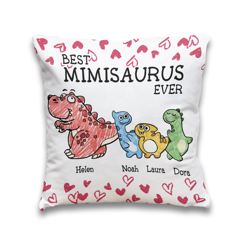 Der beste Mimisaurus aller Zeiten – Geschenk für Oma, Mama, Tante – Personalisiertes Dekokissen