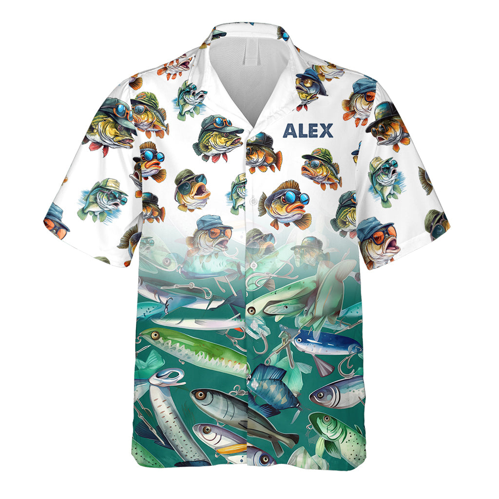 Amoureux de la pêche - Chemise hawaïenne de pêche personnalisée