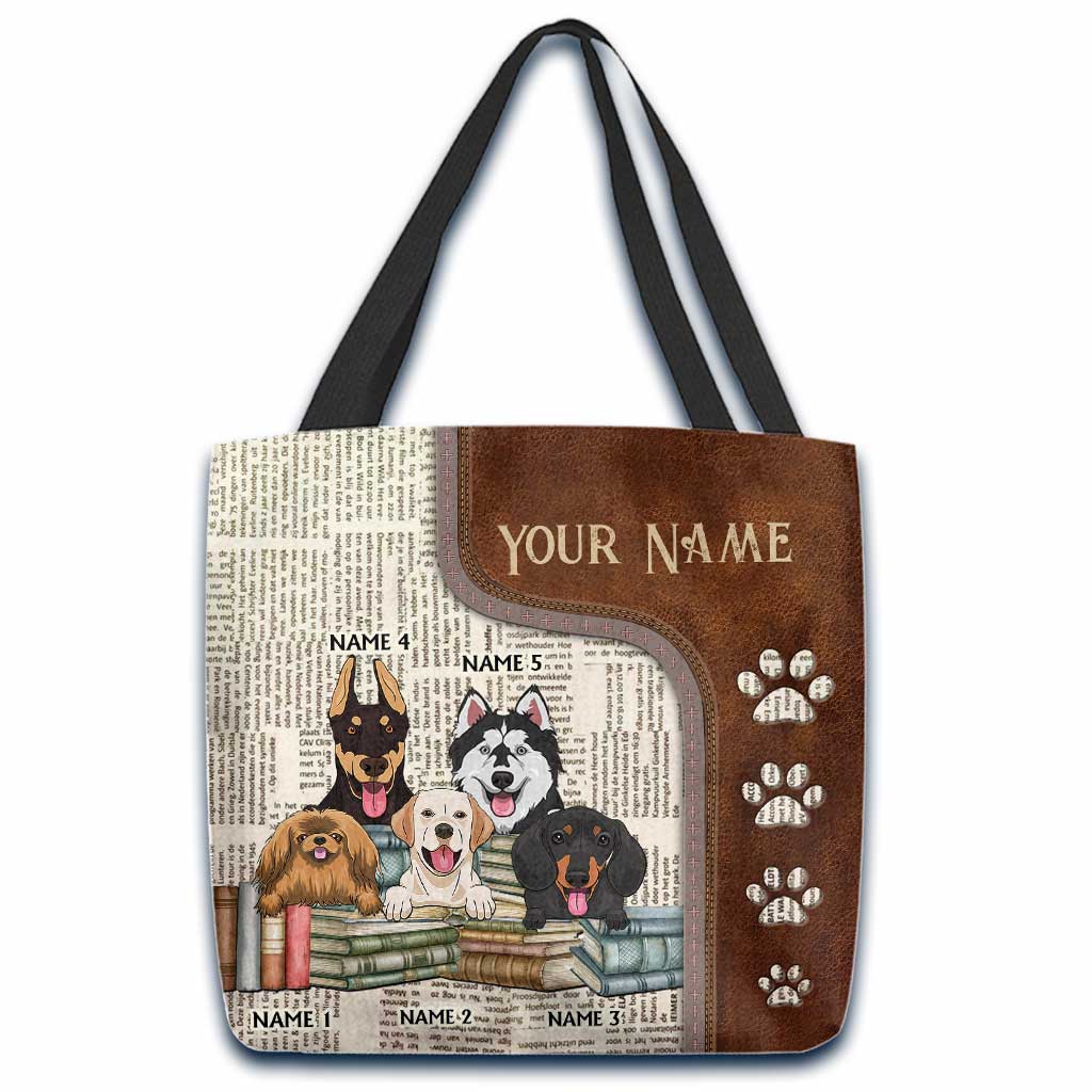 Wagging Tails, Wet Noses And Books - Personalized Book Tote Bag