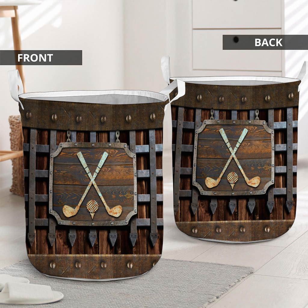 Golf Metal Pattern Print Storage Basket