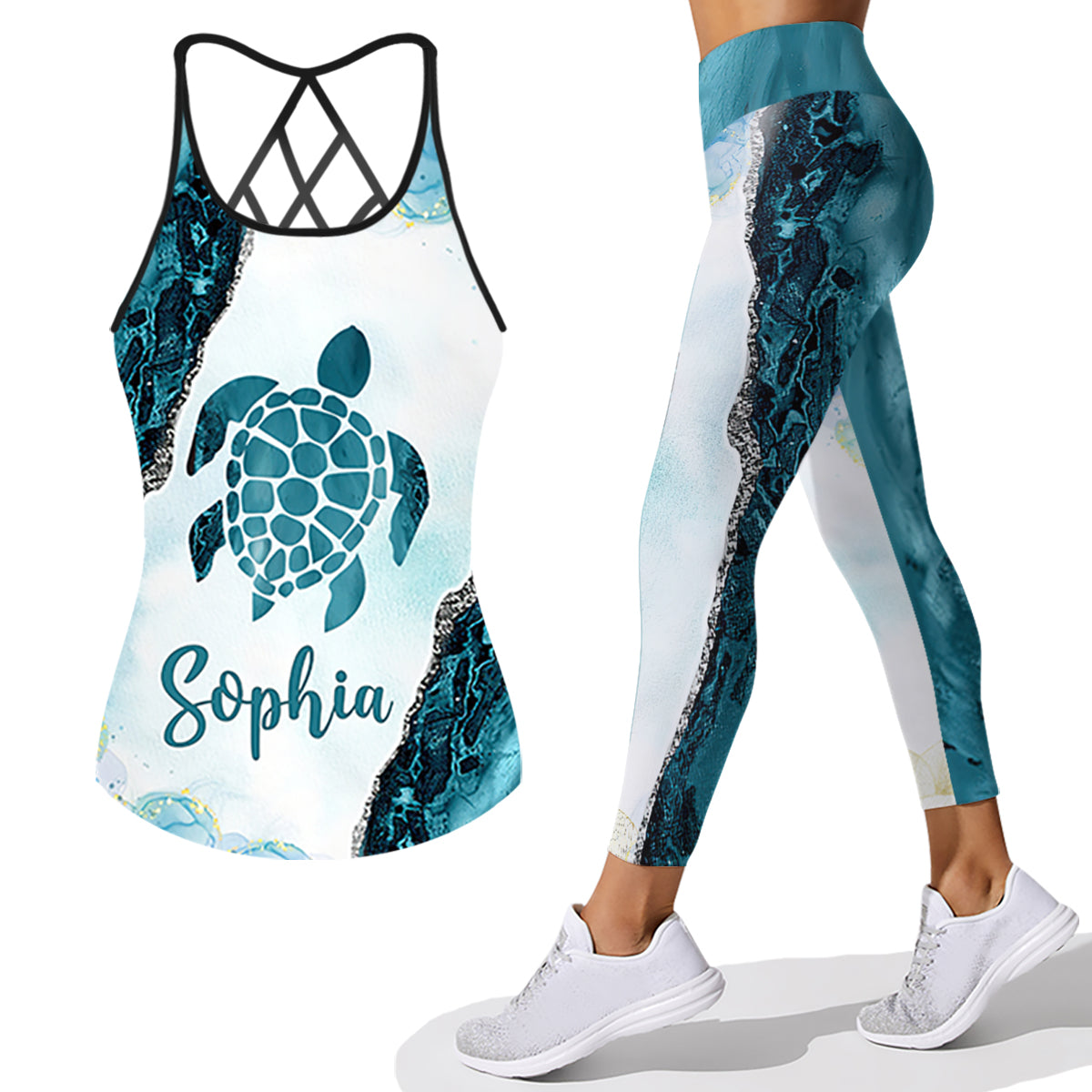 Just A Girls Who Loves Turtle - Personalized Turtle Cross Tank Top and Leggings
