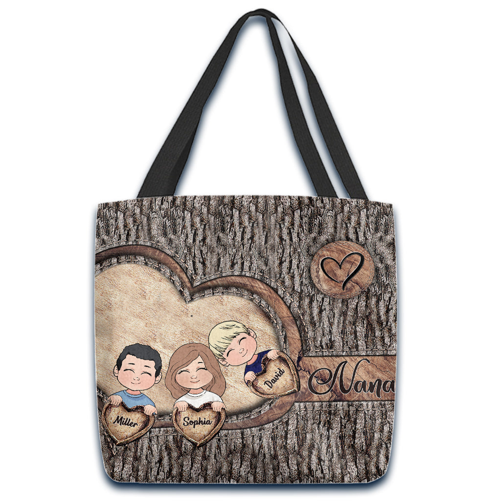 Whenever You Touch This Heart - Personalized Grandma Tote Bag