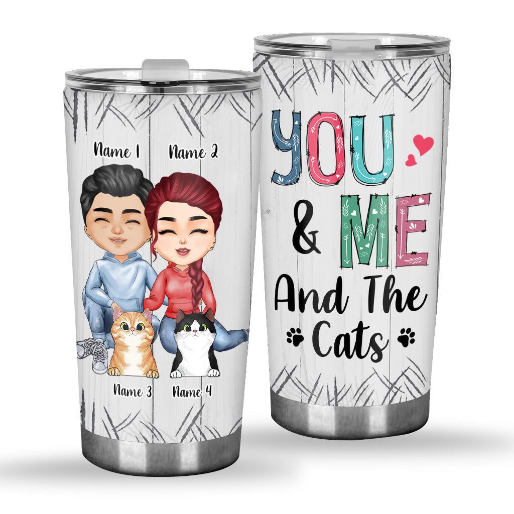 You & Me And The Cats - Personalized Couple Tumbler