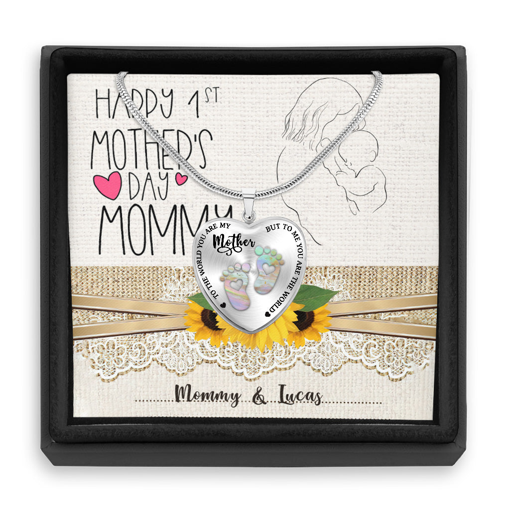 To The World - Personalized Mother's Day Mother Heart Pendant Necklace