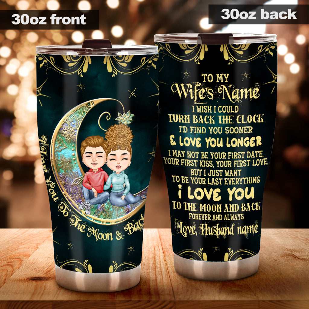 I Love You To The Moon - Personalized Couple Tumbler