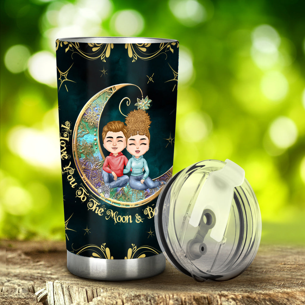 I Love You To The Moon - Personalized Couple Tumbler