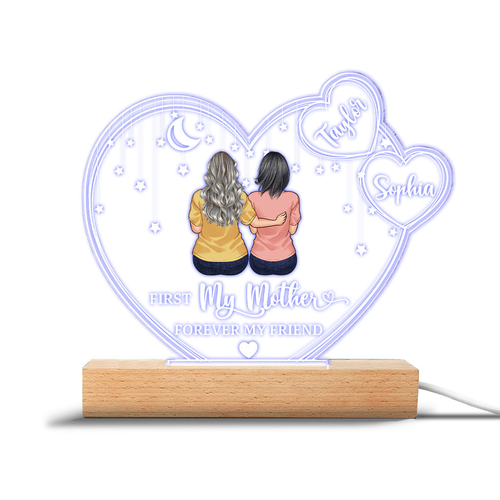 I Love You Mom - Personalized Mother's day Mother Shaped Plaque Light Base