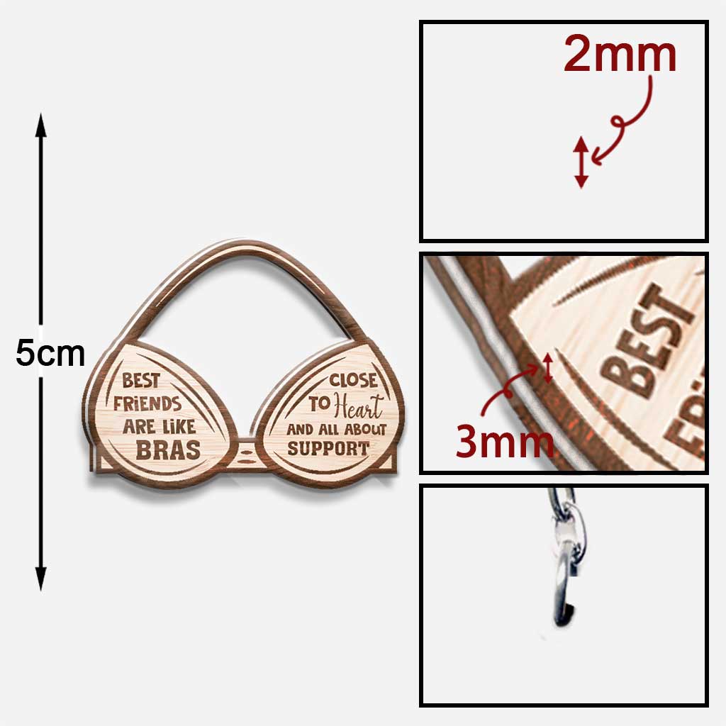 Friends Are Like Bras Also Like Knickers - Personalized Bestie Keychain (Printed On Both Sides)