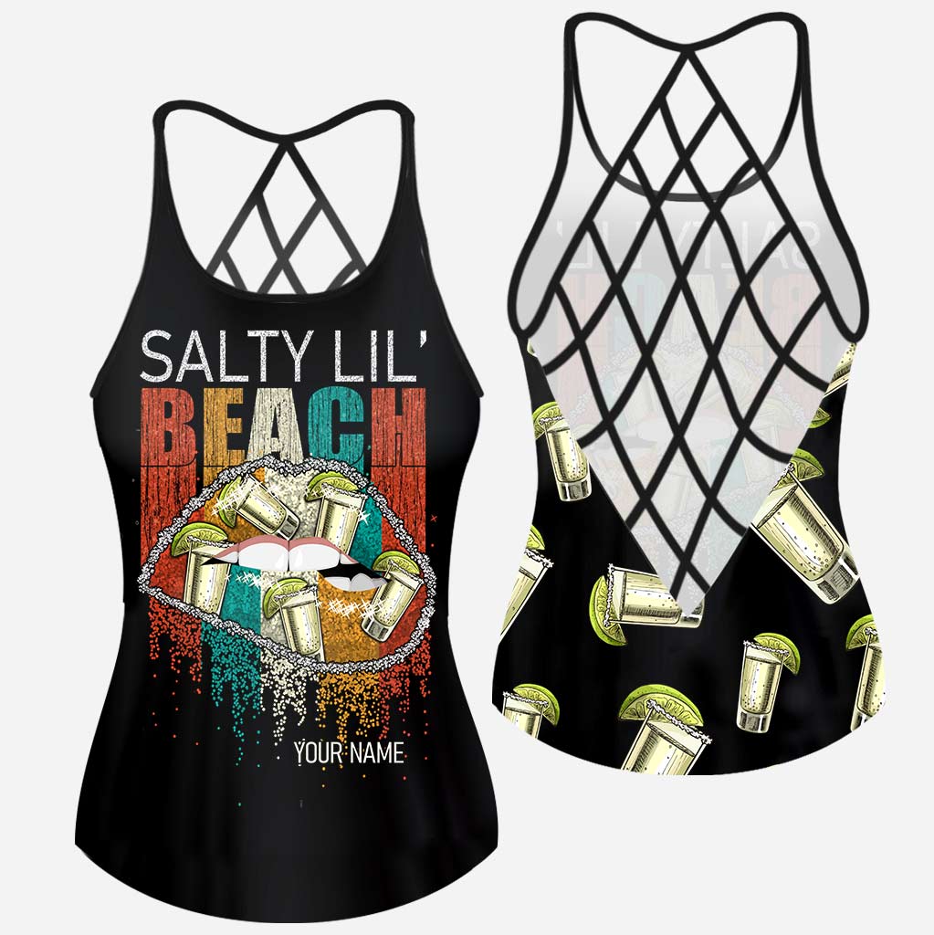Salty Lil Beach - Personalized Sea Lover Cross Tank Top and Women Shorts
