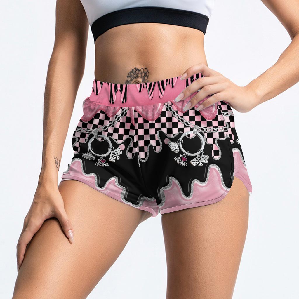 Black Pink Race Girl - Racing Cross Tank Top and Women Shorts