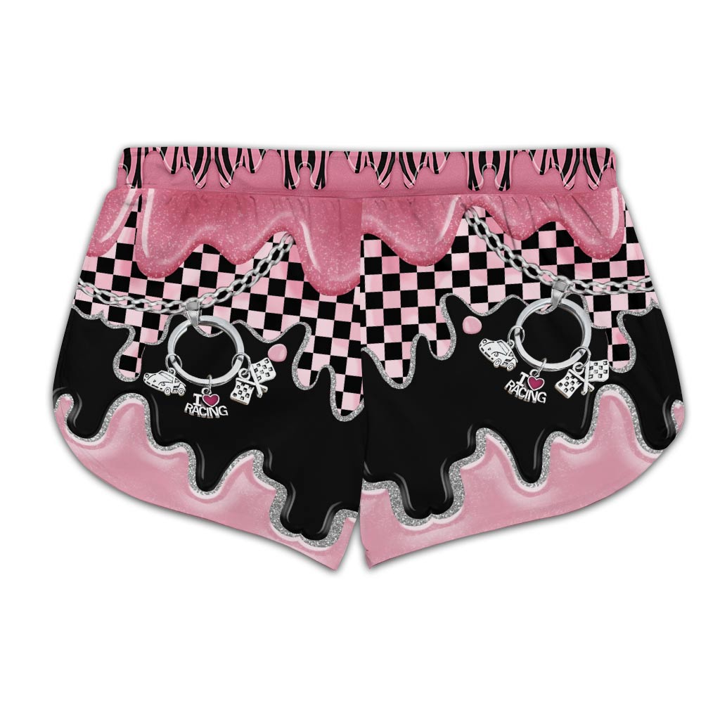 Black Pink Race Girl - Racing Cross Tank Top and Women Shorts