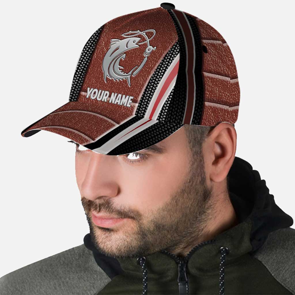 Love Fishing - Personalized Classic Cap With Metal Pattern Print