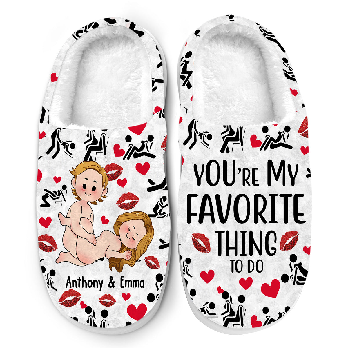 You Are My Favorite Thing To Do - Personalized Couple Slippers