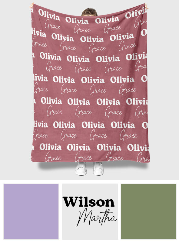 Custom Name Pattern - Personalized Sibling Blanket