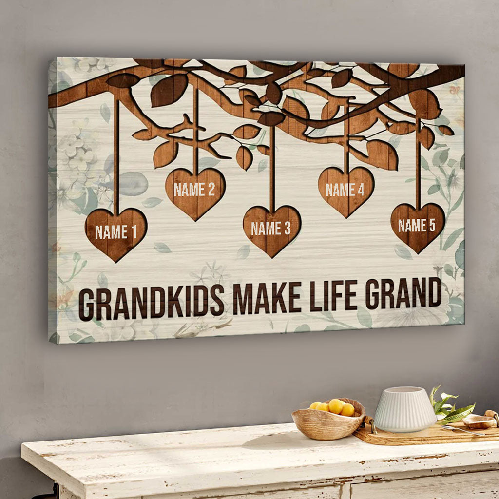Grandkids Make Life Grand - Personalized Mother's Day Grandma Canvas And Poster