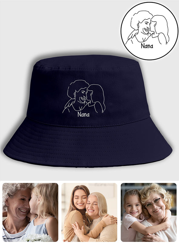 Custom Photo - Personalized Grandma Embroidered Bucket Hat
