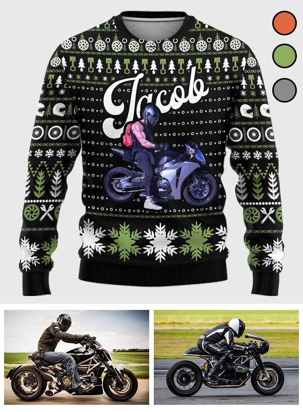 Love Motorcycles - Personalized Biker Ugly Sweater