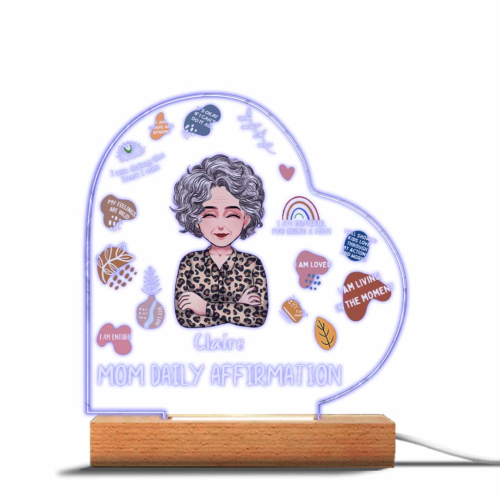 Mom Daily Affirmation - Personalized Mother's Day Mother Shaped Plaque Light Base