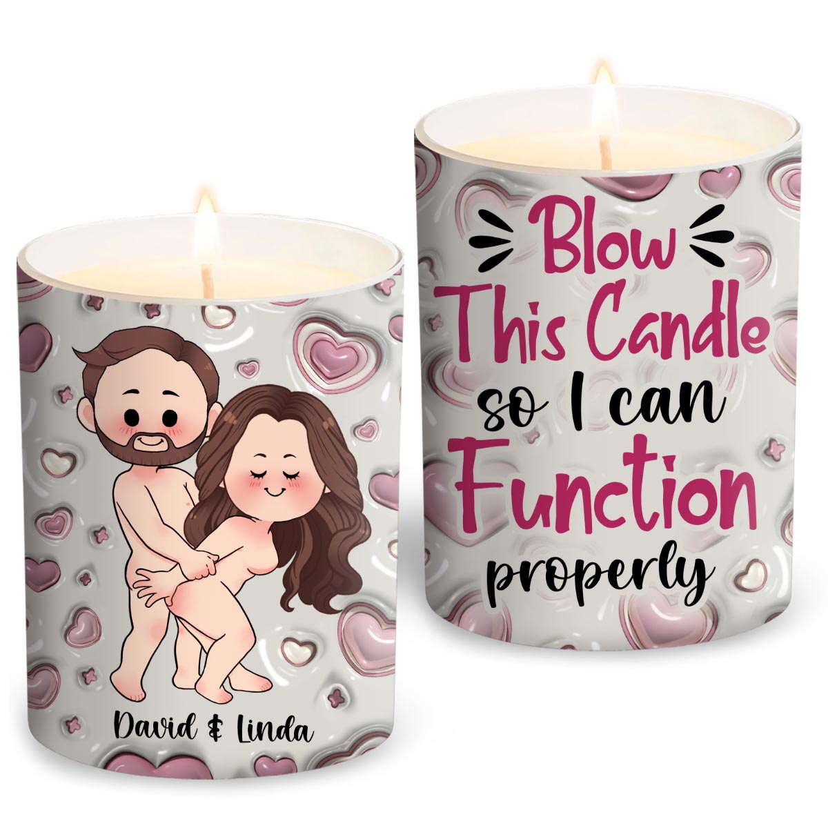 Blow So I Can - Personalized Couple Candle With Wooden Lid