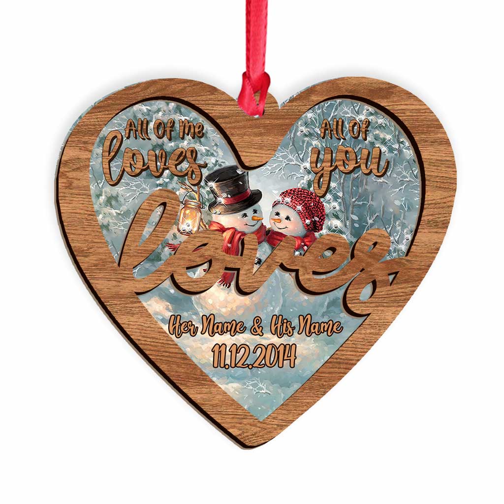 All Of Me Loves - Personalized Christmas Couple Layers Mix Ornament