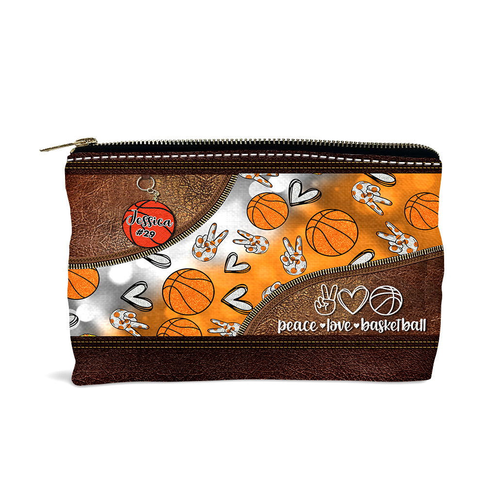 Peace Love Basketball - Personalized Basketball Pouch