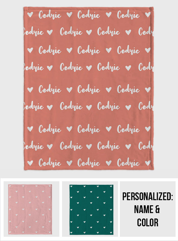 Couverture personnalisée pour nouveau-né avec motif cœur et prénom