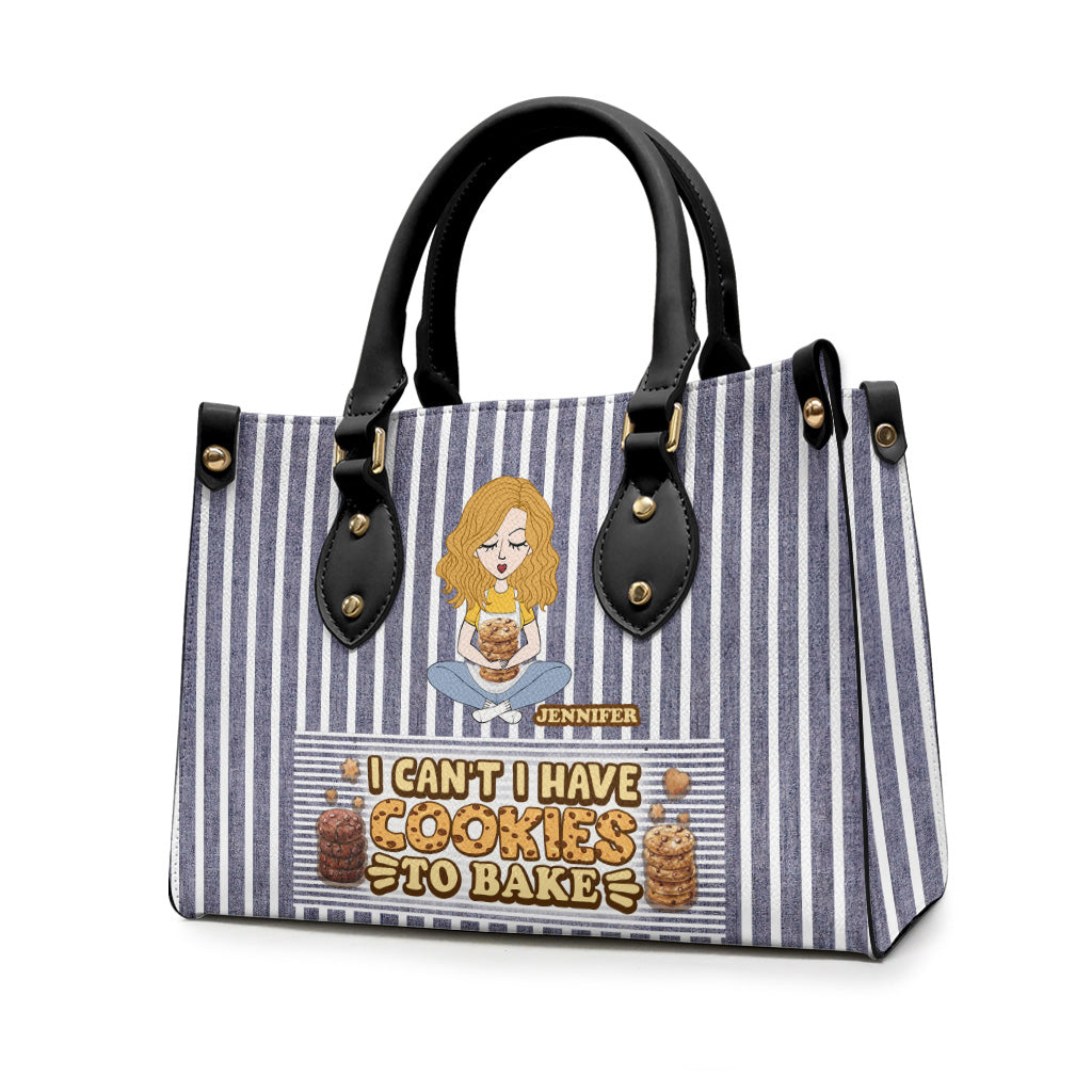 I Can't I Have Cookies To Bake - Personalized Baking Leather Handbag