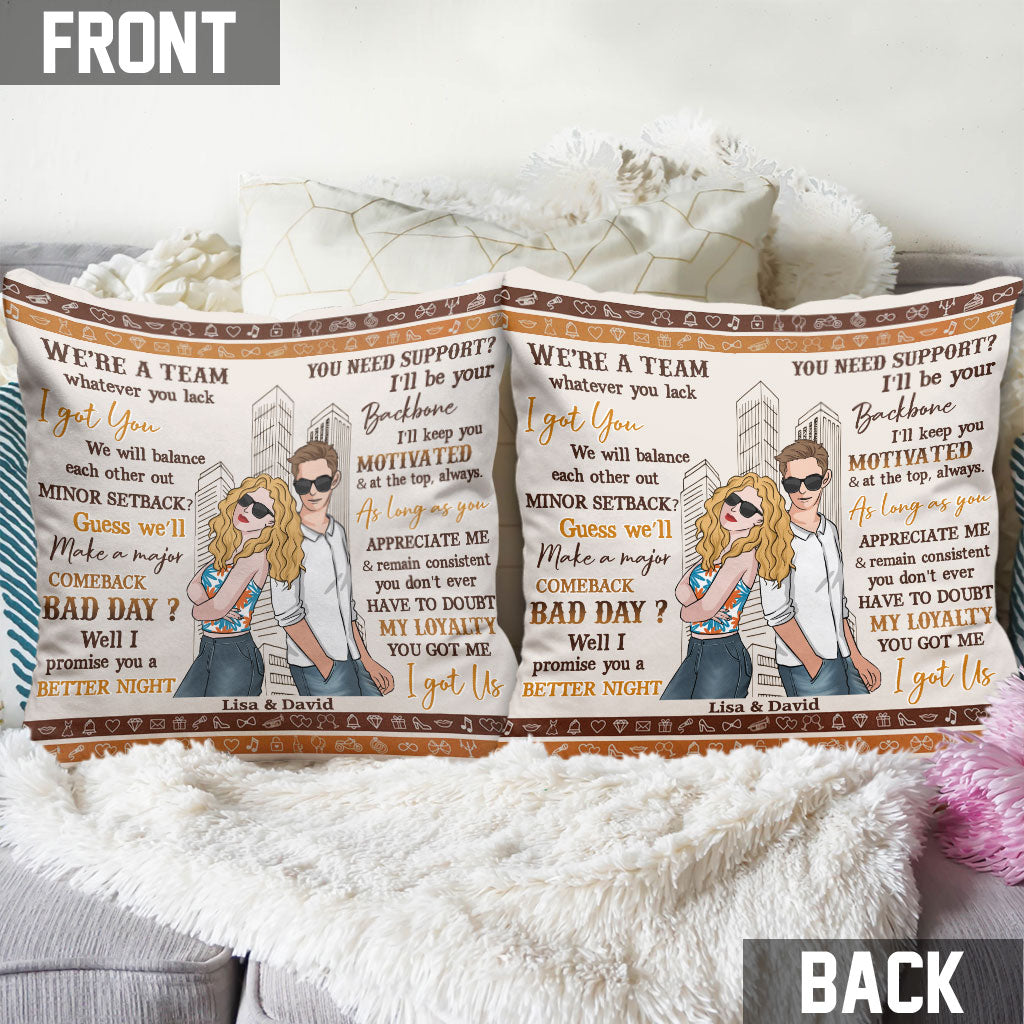 We're A Team - Personalized Couple Throw Pillow