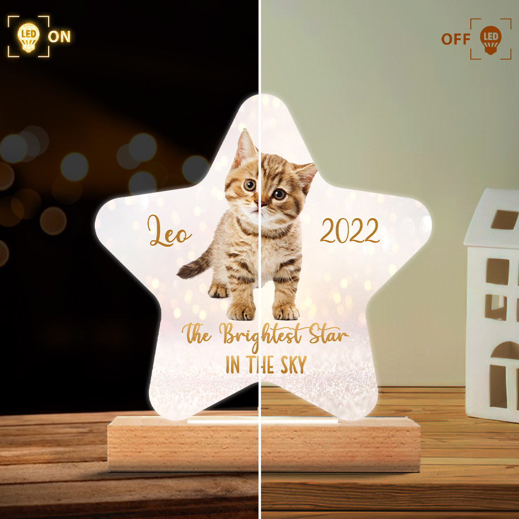 The Brightest Star In The Sky - Cat gift for who lose cat - Personalized Shaped Plaque Light Base