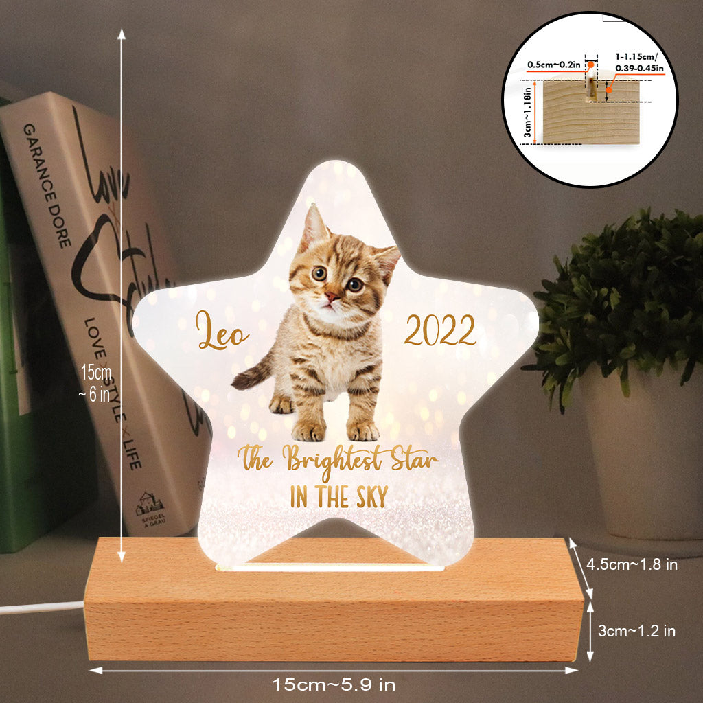The Brightest Star In The Sky - Cat gift for who lose cat - Personalized Shaped Plaque Light Base