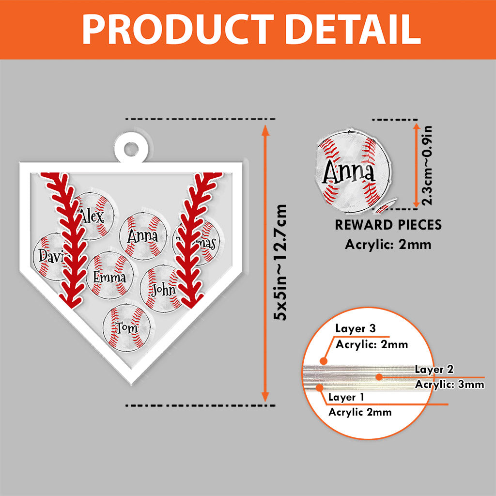 Baseball Team - Personalized Baseball 3 Layered Shaker Ornament