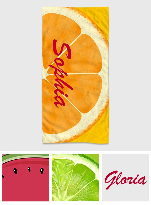 Colorful Fruit - Personalized Beach Towel
