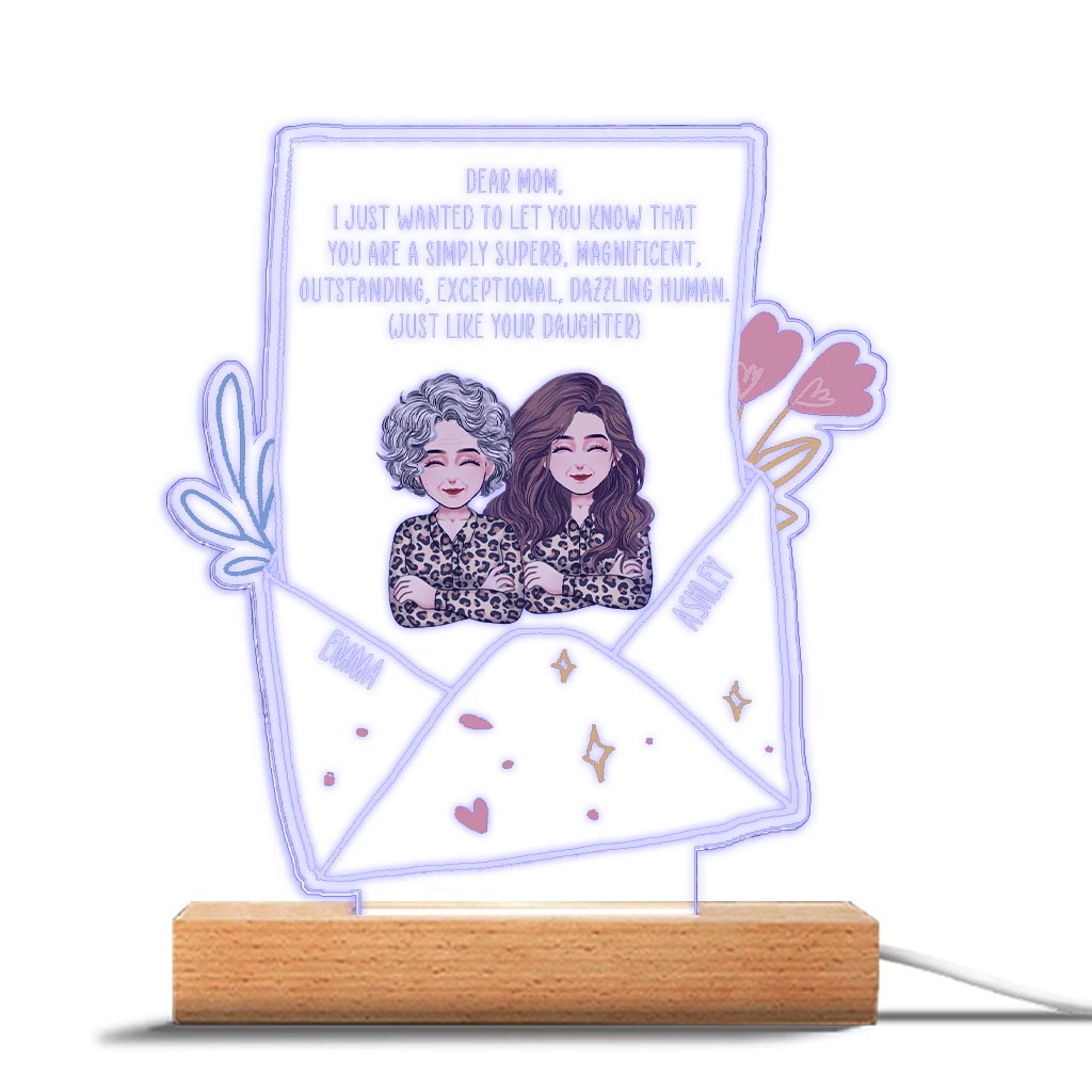 Dear Mom - Personalized Mother's Day Mother Shaped Plaque Light Base