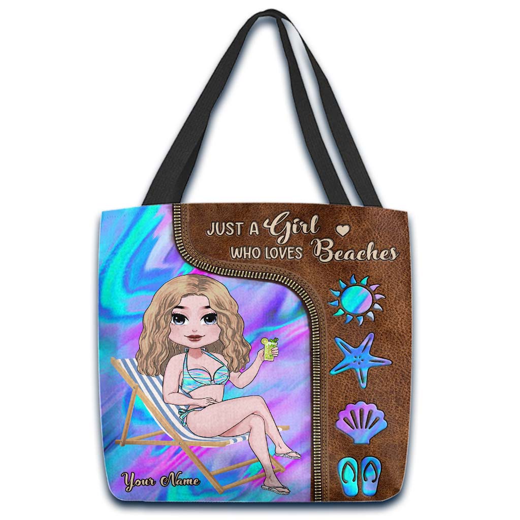 Just A Girl Who Loves Beaches - Personalized Sea Lover Tote Bag