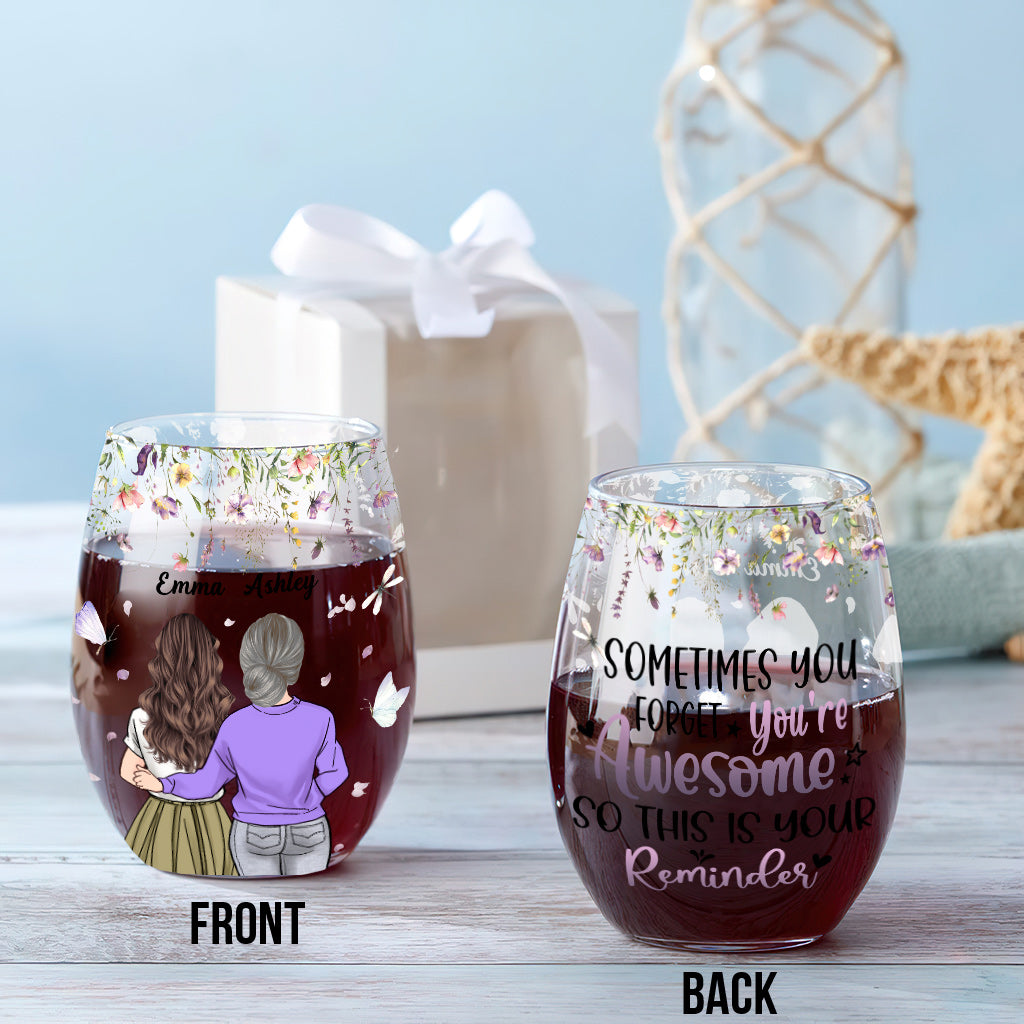 You Awesome - Personalized Mother's Day Mother All Over Wine Glass