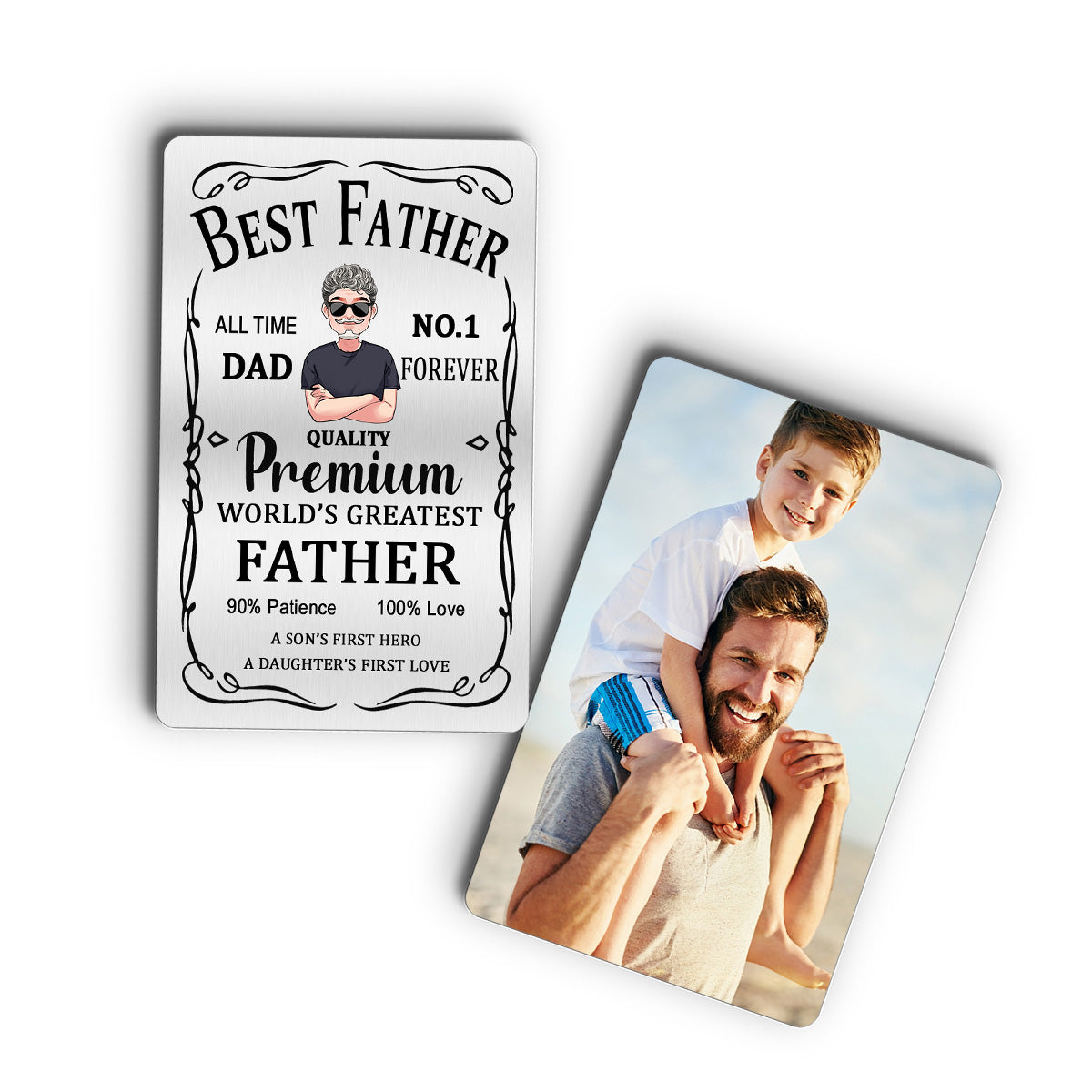 Best Father Premium - Gift for dad, grandpa - Personalized Wallet Insert Card