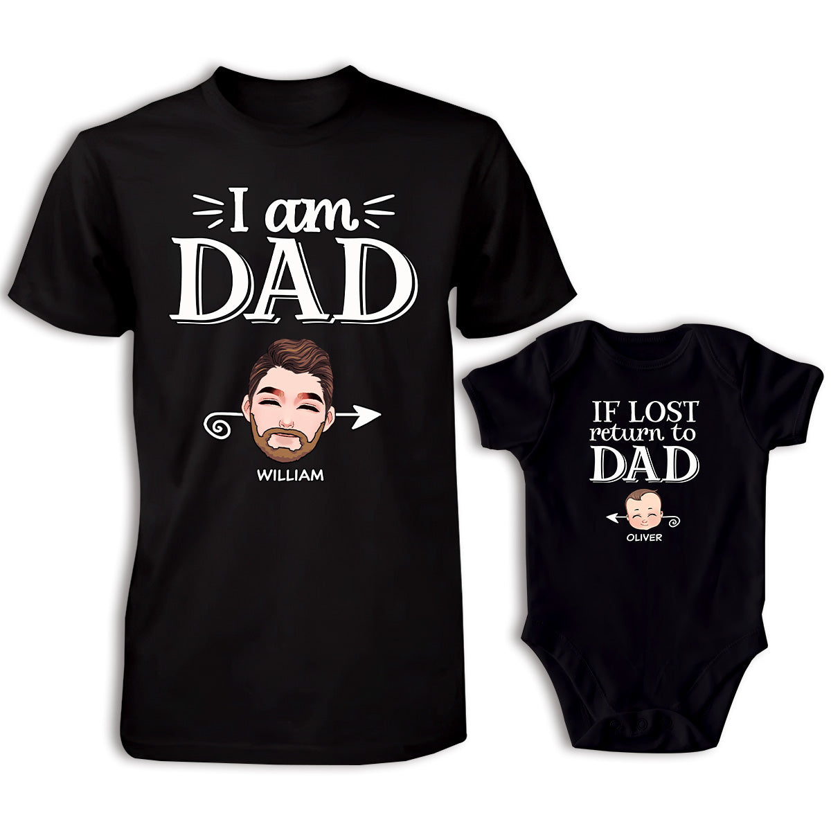 If Lost Return To Dad - Personalized Father T-shirt And Baby Onesie