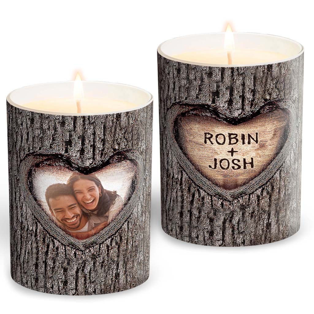Couple - Personalized Couple Candle With Wooden Lid