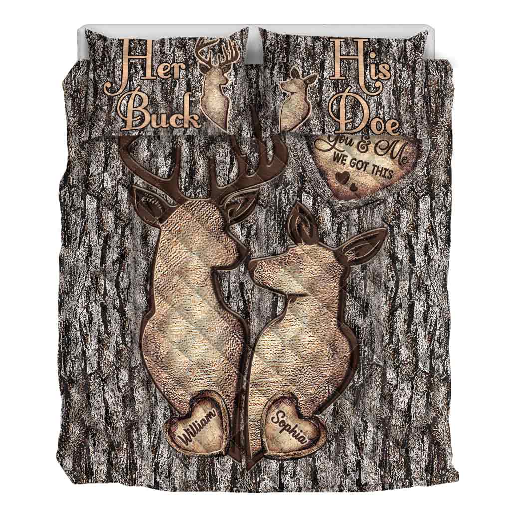 Hunting Couple - Personalized Hunting Quilt Set