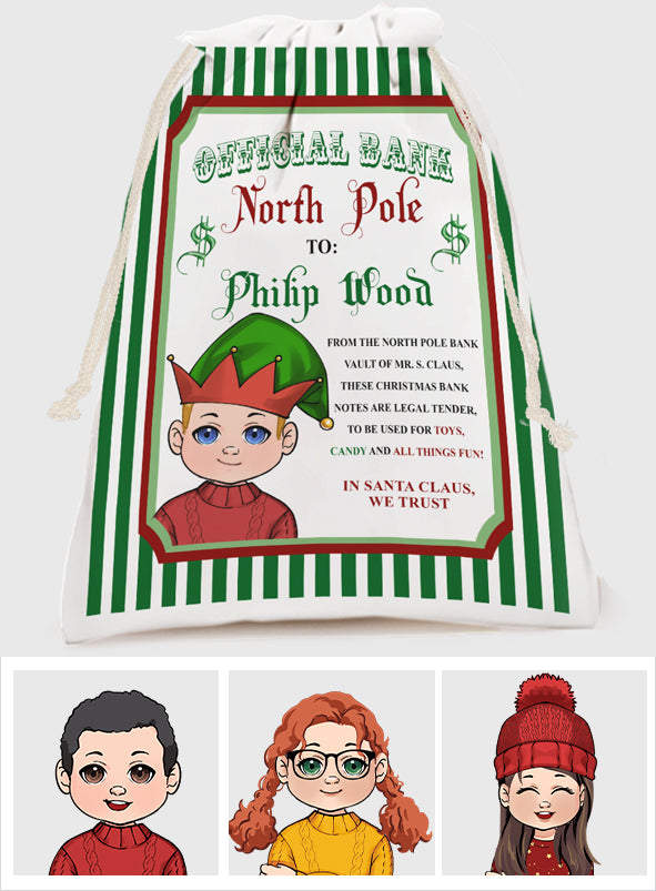 Official Bank North Pole - Personalized grandson Drawstring Tote Bag