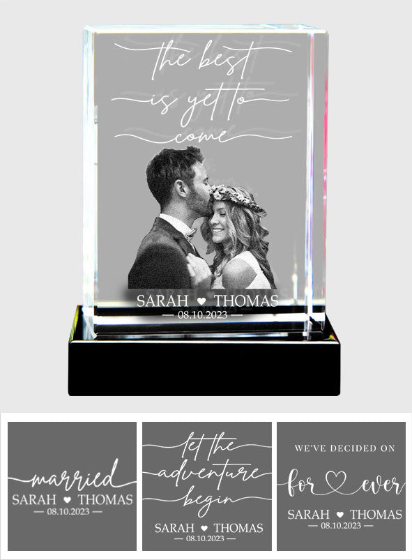 The Best Is Yet To Come - wedding gift for husband, wife, boyfriend, girlfriend - Personalized Laser Engraving 3D Cuboid Shaped Crystal Lamp