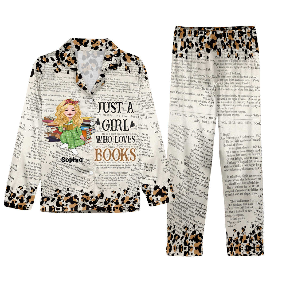 Un chapitre de plus - Pyjama à boutons personnalisé avec un livre