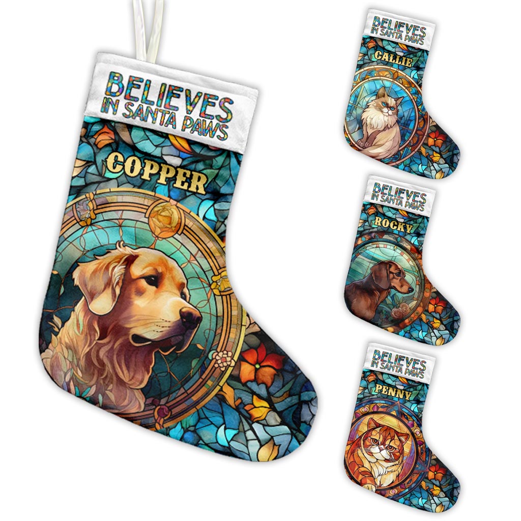 Believes In Santa Paws - Personalized Dog Christmas Stockings