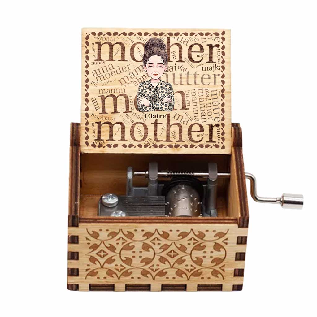 Mother International Language - Personalized Mother's Day Mother Hand Crank Music Box