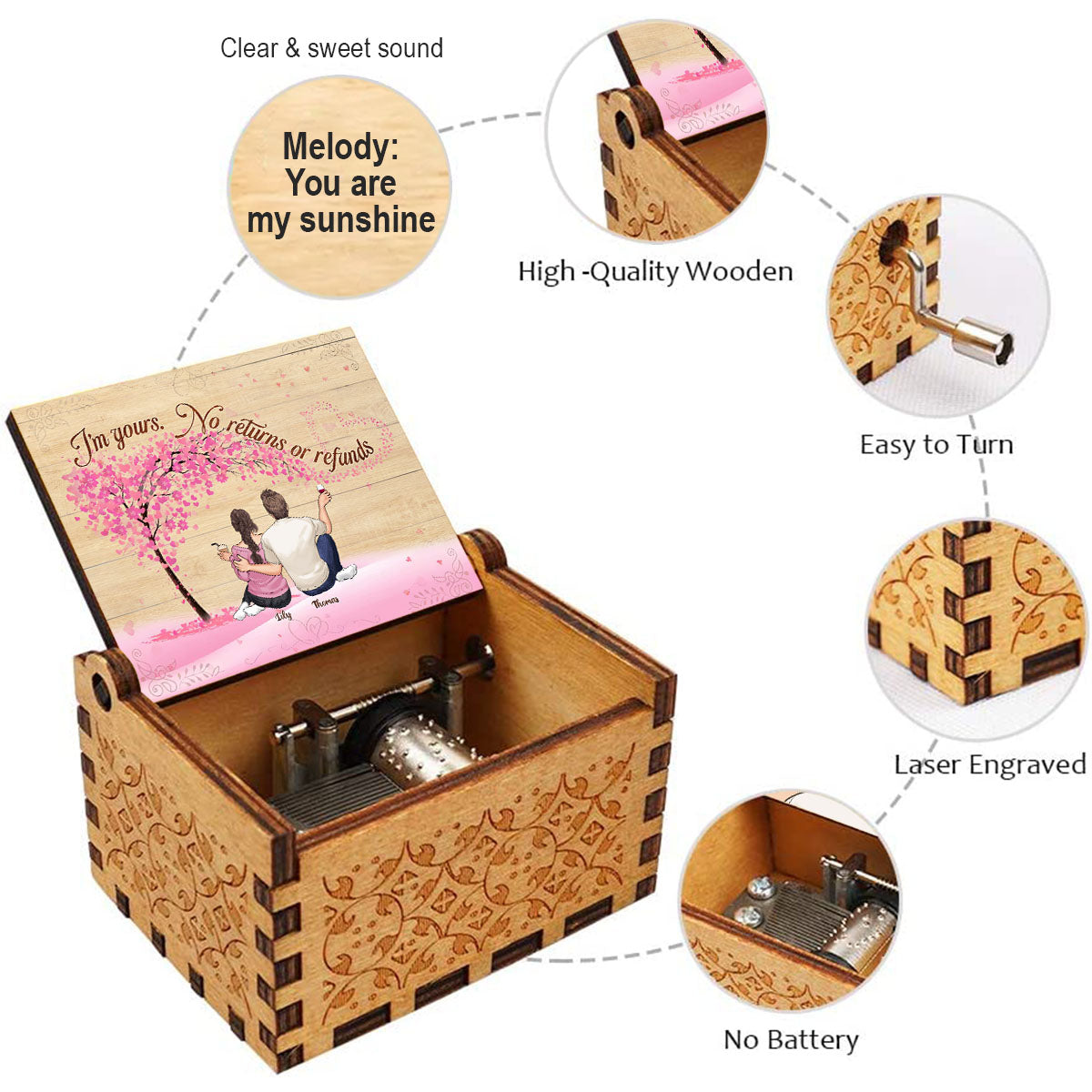 I'm Yours - Personalized Couple Hand Crank Music Box