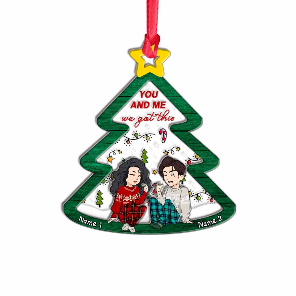 Tis The Season For Loving You - Personalized Christmas Couple Layers Mix Ornament