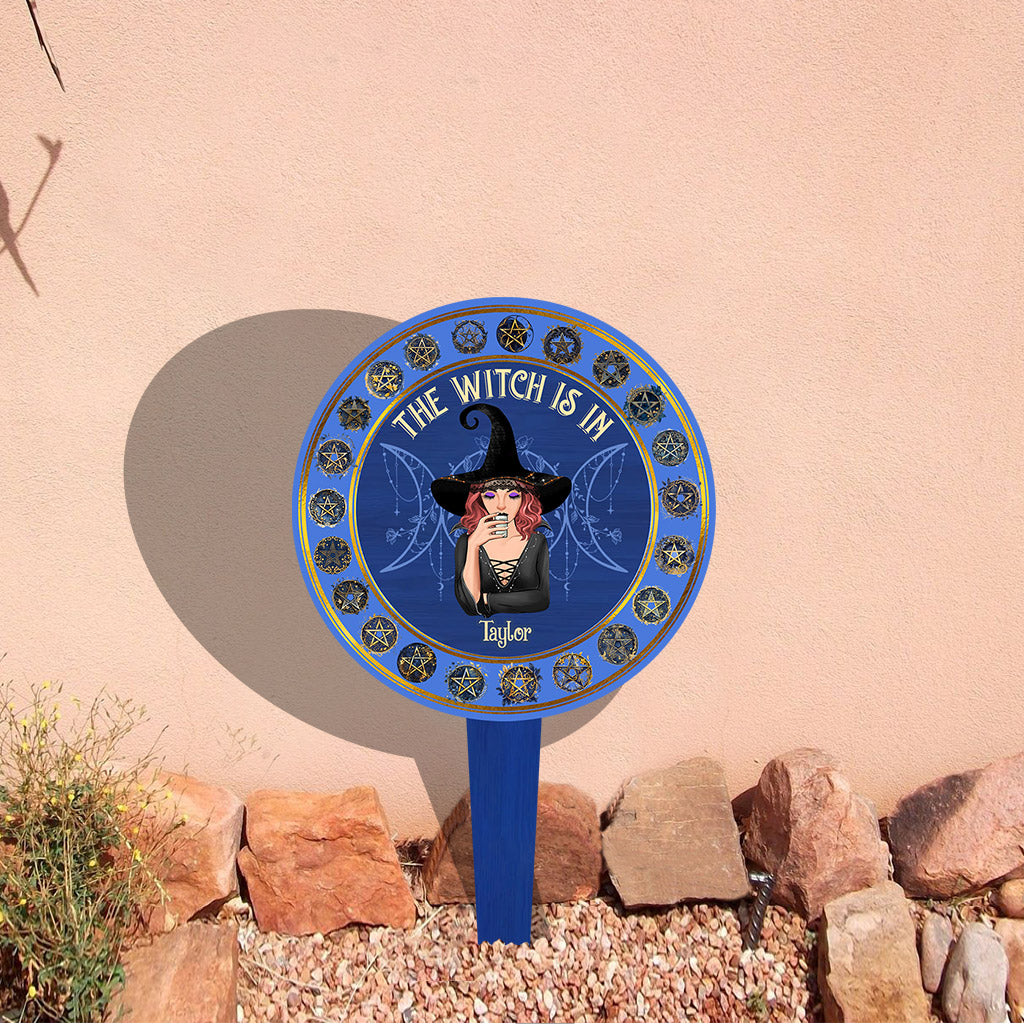 The Witch Is In - Personalized Witch Acrylic Garden Sign