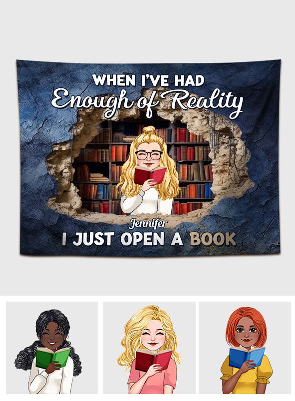 I Just Open My Book - Book gift for mom, daughter, girlfriend, wife - Personalized Wall Tapestry