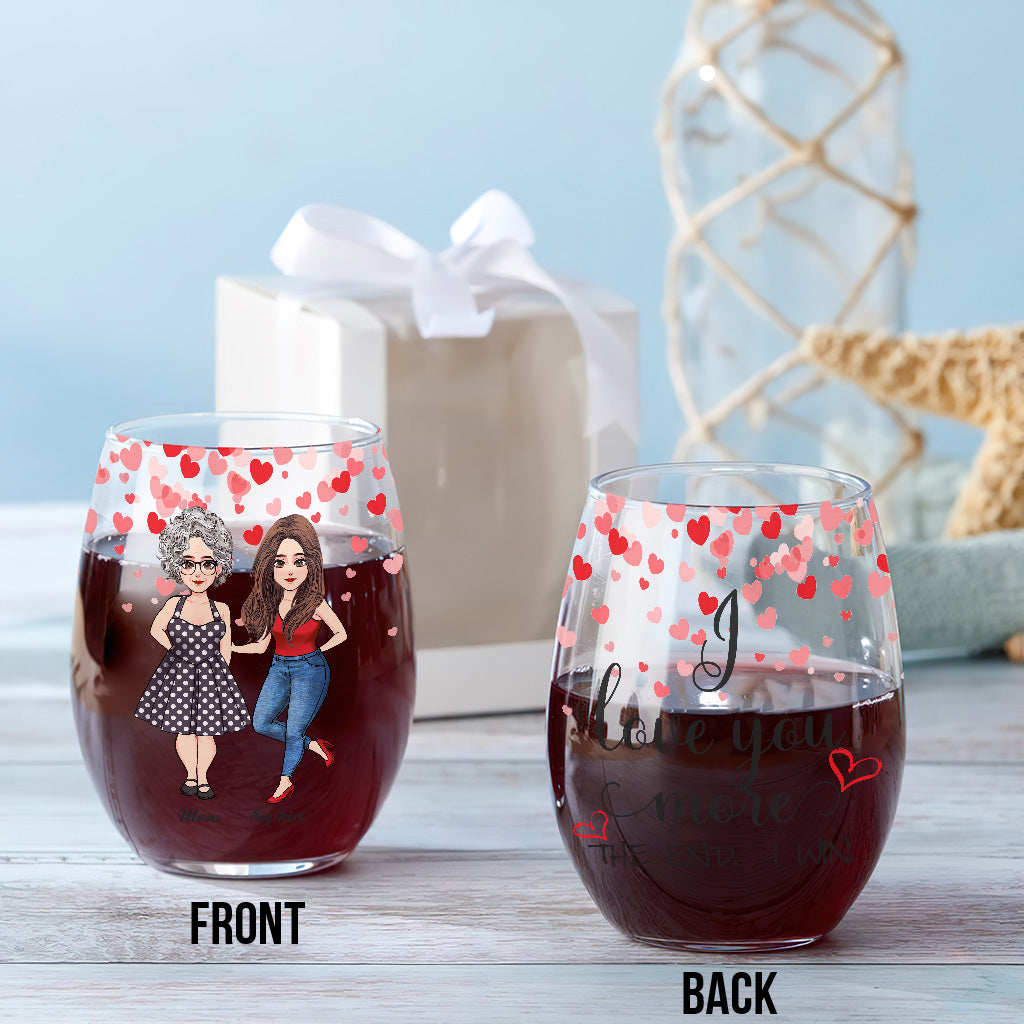 Love You More - Personalized Mother's Day Mother All Over Wine Glass